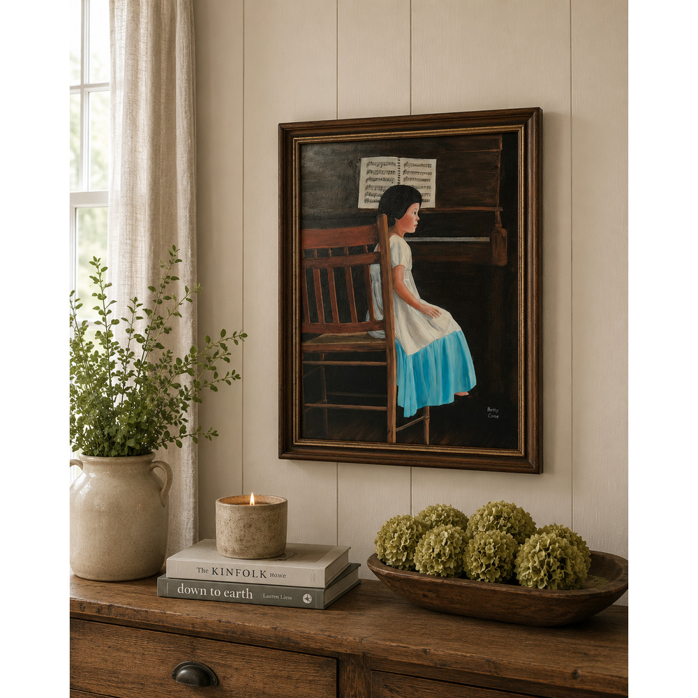 Vintage 1980s Acrylic  Painting "The Entertainer" Signed Bernie Dolan 1982